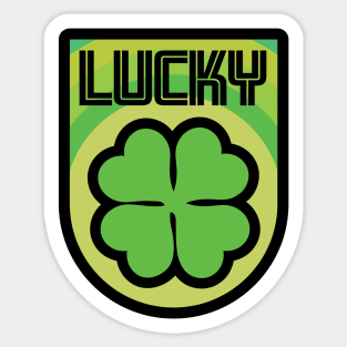 Lukcy, Retro Clover Hipster Badge for St Patrick's Day Sticker